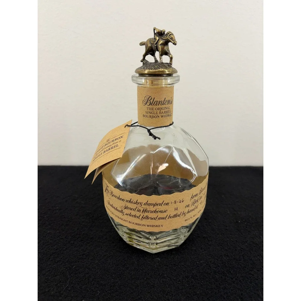Blanton's Single Barrel Bourbon Whisey Empty Bottle Stopper Ltr O 750ml Unrinsed